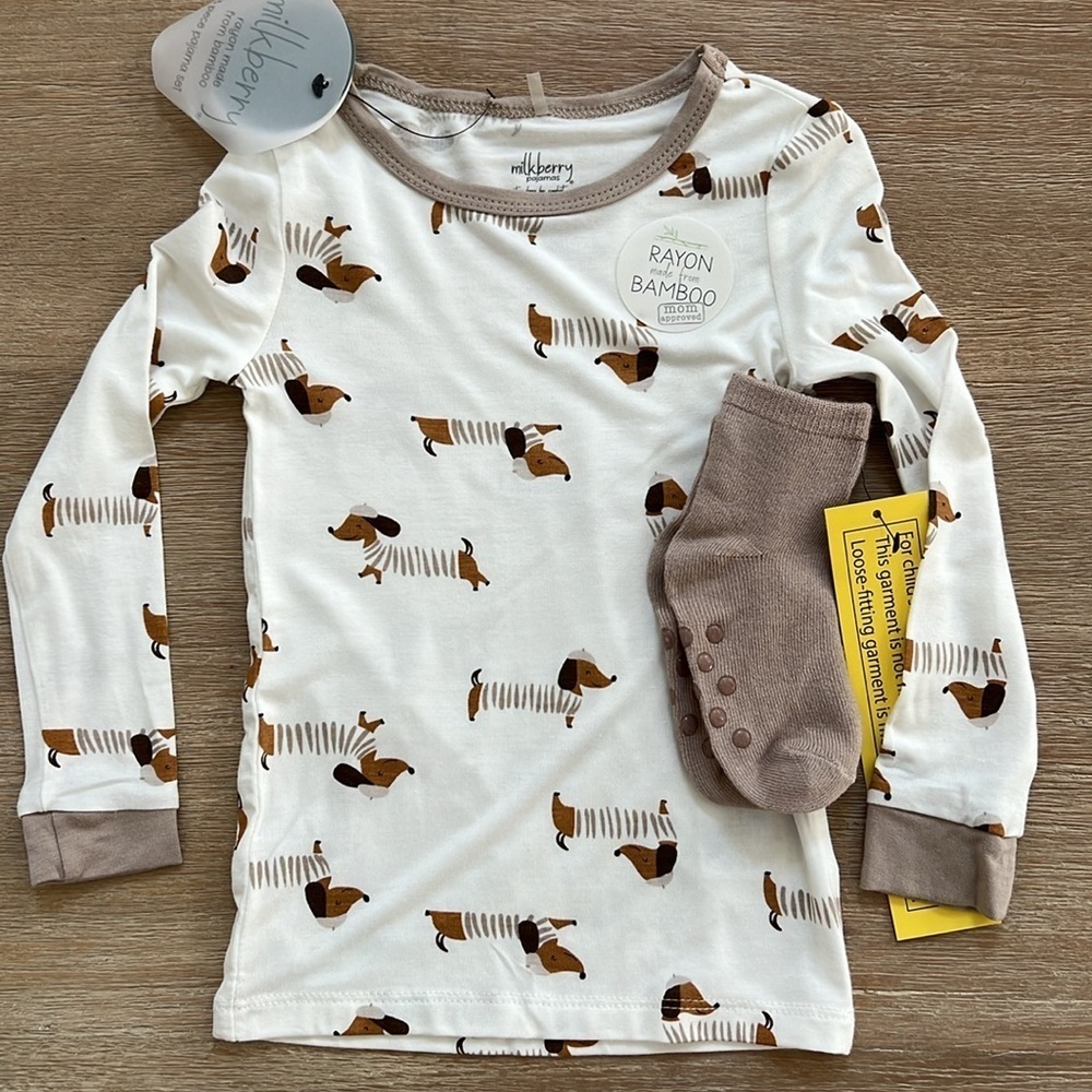 Milkberry Toddler Boy Girl Bamboo Pajamas 3T Frenchie Dog - Picture 5 of 6
